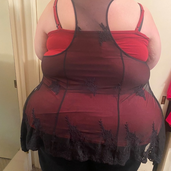torrid Plus-Size Embroidered Sheer Vest, Black, Size 5X - Picture 2 of 3